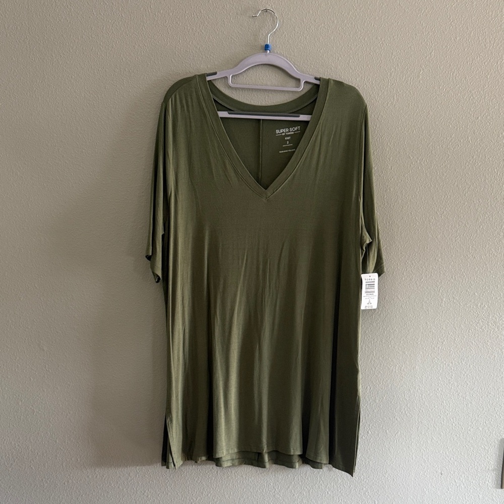 Torrid Olive V-Neck Knit Top